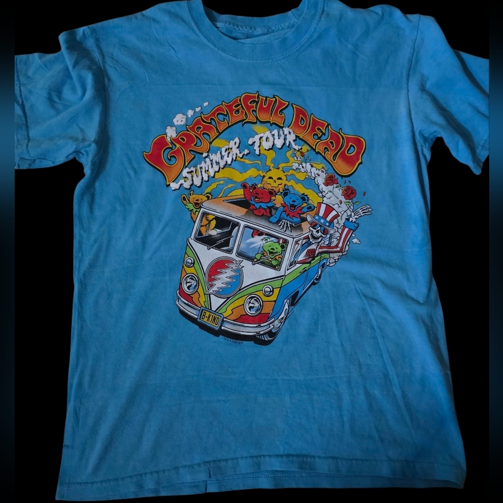 Grateful Dead Tour Style Mens Tee - Light Blue- SMALL